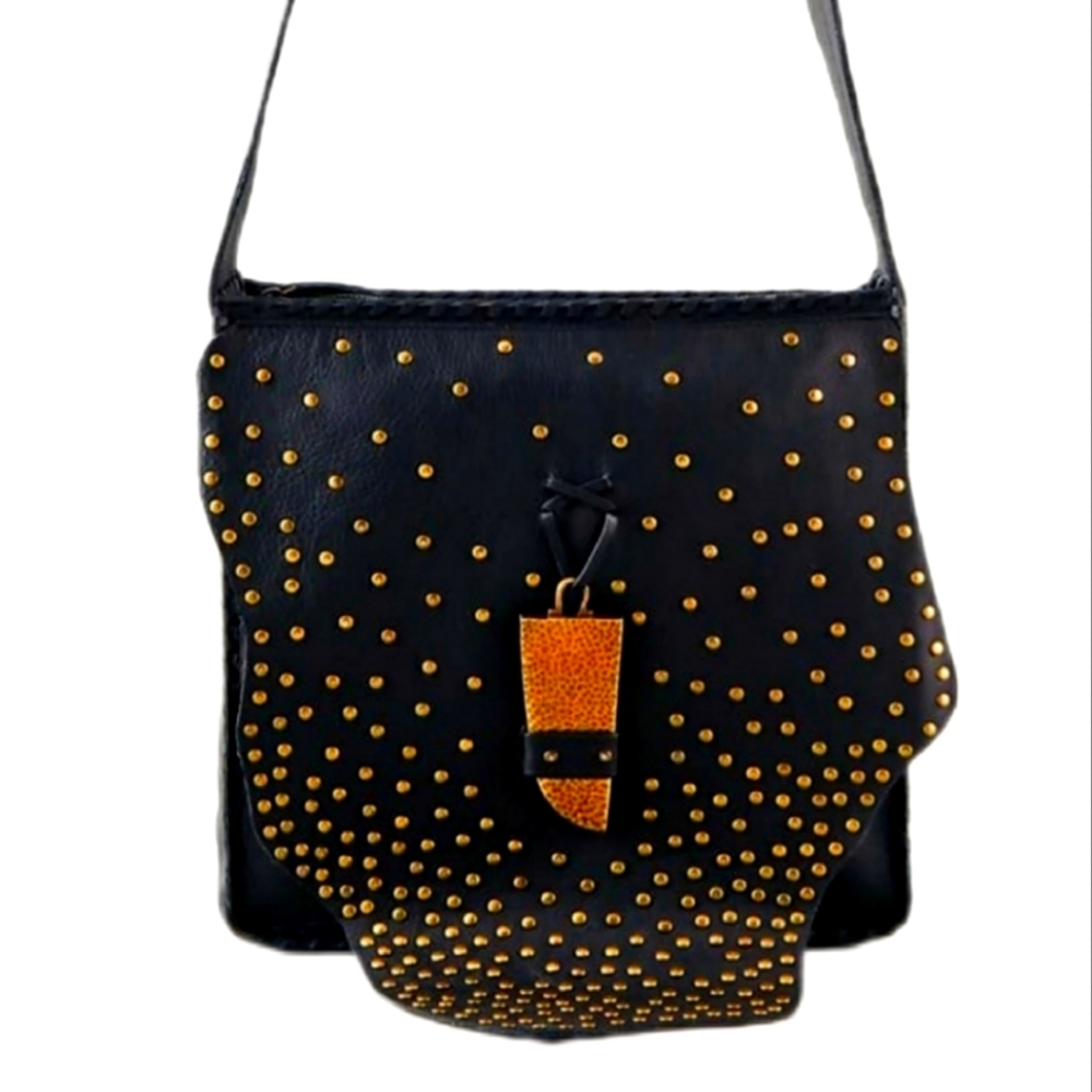 HOUSE OF HARLOW WS BLK Studded LTR Saddlebag-NWOT